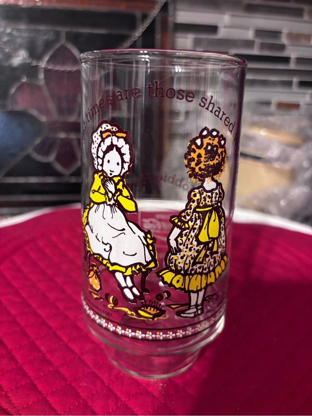 Vintage Holly Hobbie glass. Holly Hobbie Happy Talk. Limited edition